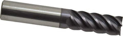 Accupro - 1/2", 1-1/4" LOC, 1/2" Shank Diam, 3" OAL, 5 Flute, Solid Carbide Square End Mill - Single End, AlTiN Finish, Spiral Flute, 45° Helix, Centercutting, Right Hand Cut, Right Hand Flute - Eagle Tool & Supply