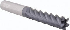 Accupro - 1/2", 2" LOC, 1/2" Shank Diam, 4" OAL, 5 Flute, Solid Carbide Square End Mill - Single End, AlTiN Finish, Spiral Flute, 45° Helix, Centercutting, Right Hand Cut, Right Hand Flute - Eagle Tool & Supply