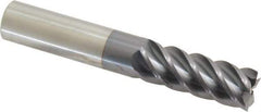 Accupro - 9/16", 1-1/2" LOC, 9/16" Shank Diam, 3-1/2" OAL, 5 Flute, Solid Carbide Square End Mill - Single End, AlTiN Finish, Spiral Flute, 45° Helix, Centercutting, Right Hand Cut, Right Hand Flute - Eagle Tool & Supply