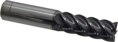 Accupro - 5/8", 1-5/8" LOC, 5/8" Shank Diam, 3-1/2" OAL, 5 Flute, Solid Carbide Square End Mill - Single End, AlTiN Finish, Spiral Flute, 45° Helix, Centercutting, Right Hand Cut, Right Hand Flute - Eagle Tool & Supply