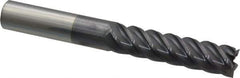 Accupro - 5/8", 2-1/2" LOC, 5/8" Shank Diam, 5" OAL, 5 Flute, Solid Carbide Square End Mill - Single End, AlTiN Finish, Spiral Flute, 45° Helix, Centercutting, Right Hand Cut, Right Hand Flute - Eagle Tool & Supply