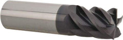 Accupro - 3/4", 1" LOC, 3/4" Shank Diam, 3" OAL, 5 Flute, Solid Carbide Square End Mill - Single End, AlTiN Finish, Spiral Flute, 45° Helix, Centercutting, Right Hand Cut, Right Hand Flute - Eagle Tool & Supply