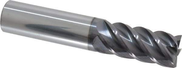 Accupro - 3/4", 1-5/8" LOC, 3/4" Shank Diam, 4" OAL, 5 Flute, Solid Carbide Square End Mill - Single End, AlTiN Finish, Spiral Flute, 45° Helix, Centercutting, Right Hand Cut, Right Hand Flute - Eagle Tool & Supply
