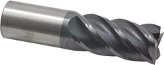 Accupro - 1", 2" LOC, 1" Shank Diam, 4" OAL, 5 Flute, Solid Carbide Square End Mill - Single End, AlTiN Finish, Spiral Flute, 45° Helix, Centercutting, Right Hand Cut, Right Hand Flute - Eagle Tool & Supply
