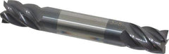 Accupro - 3/8", 1/2" LOC, 3/8" Shank Diam, 2-1/2" OAL, 5 Flute, Solid Carbide Square End Mill - Double End, AlTiN Finish, Spiral Flute, 45° Helix, Centercutting, Right Hand Cut, Right Hand Flute - Eagle Tool & Supply