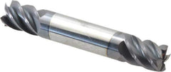Accupro - 7/16", 9/16" LOC, 7/16" Shank Diam, 2-3/4" OAL, 5 Flute, Solid Carbide Square End Mill - Double End, AlTiN Finish, Spiral Flute, 45° Helix, Centercutting, Right Hand Cut, Right Hand Flute - Eagle Tool & Supply