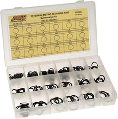 Made in USA - 310 Piece, M6 to M25, Steel, Snap External Retaining Ring Assortment - Includes Compartmented Case, Specification Labels - Eagle Tool & Supply