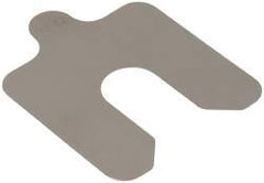 Made in USA - 20 Piece, 2 Inch Long x 2 Inch Wide x 0.005 Inch Thick, Slotted Shim Stock - Stainless Steel, 5/8 Inch Wide Slot - Eagle Tool & Supply