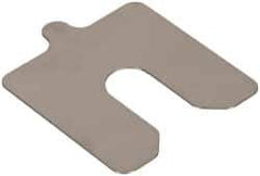 Made in USA - 10 Piece, 3 Inch Long x 3 Inch Wide x 0.02 Inch Thick, Slotted Shim Stock - Stainless Steel, 3/4 Inch Wide Slot - Eagle Tool & Supply