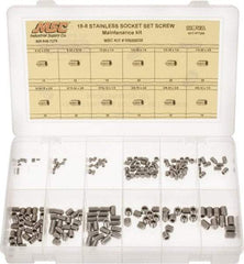 Value Collection - 200 Piece, #6-32 to 3/8-24, Stainless Steel Set Screw Assortment - Socket Cap Head, Hex Socket Drive, 3/16 to 3/8" Long, Grade 18-8 - Eagle Tool & Supply