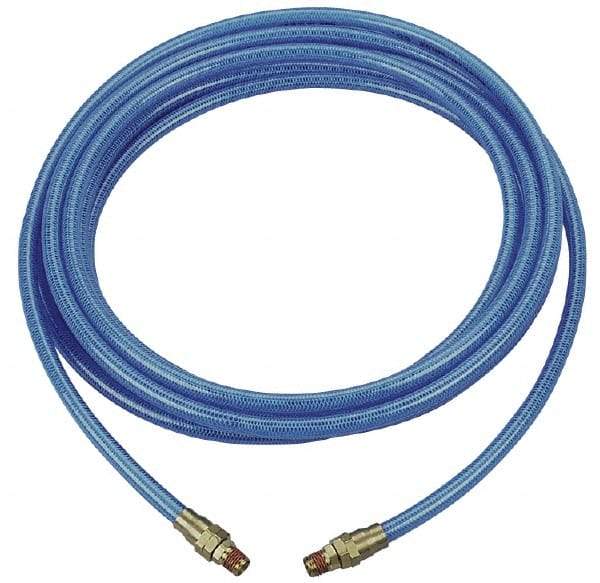 Coilhose Pneumatics - 3/8" ID 50' Long Multipurpose Air Hose - MNPT x MNPT Ends, 200 Working psi, -40 to 165°F, 1/4" Fitting, Transparent Blue - Eagle Tool & Supply