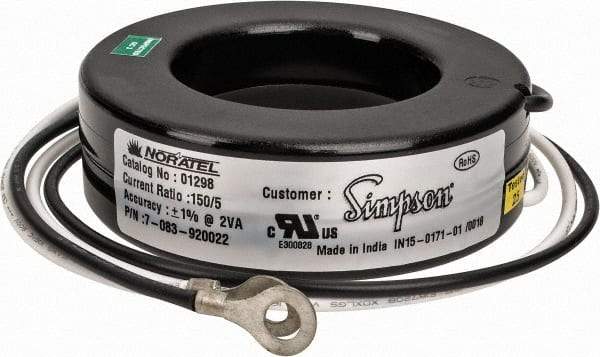 Simpson Electric - 2 VA Burden, 150 Amp AC Input, 5 Amp AC Output, 50 to 400 Hz, Panel Meter Donut Current Transformer - Screw Terminal, For Use with AC Ammeter - Eagle Tool & Supply