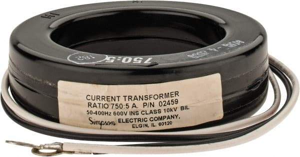 Simpson Electric - 2 VA Burden, 750 Amp AC Input, 5 Amp AC Output, 50 to 400 Hz, Panel Meter Donut Current Transformer - Screw Terminal, For Use with AC Ammeter - Eagle Tool & Supply