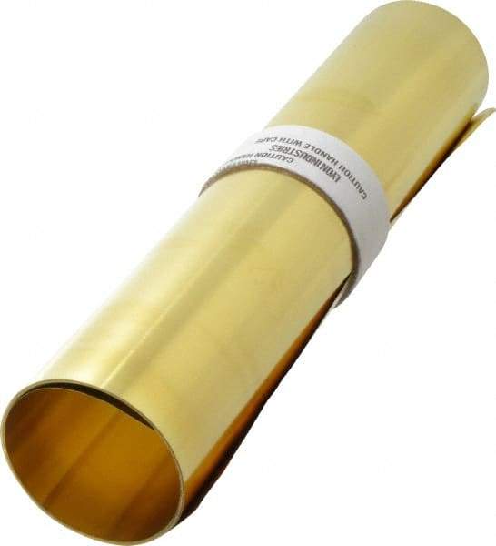 Made in USA - 10 Ft. Long x 12 Inch Wide x 0.003 Inch Thick, Roll Shim Stock - Brass - Eagle Tool & Supply