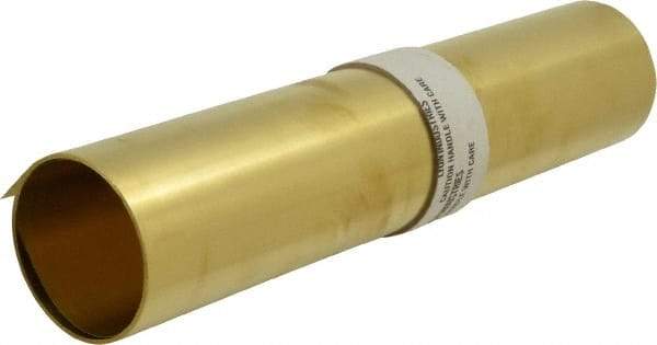 Made in USA - 10 Ft. Long x 12 Inch Wide x 0.005 Inch Thick, Roll Shim Stock - Brass - Eagle Tool & Supply