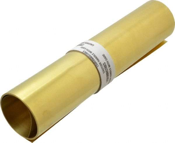 Made in USA - 10 Ft. Long x 12 Inch Wide x 0.006 Inch Thick, Roll Shim Stock - Brass - Eagle Tool & Supply