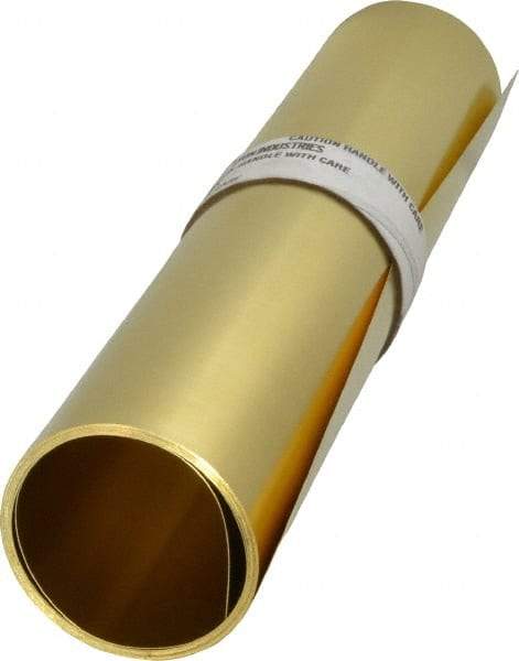 Made in USA - 10 Ft. Long x 12 Inch Wide x 0.008 Inch Thick, Roll Shim Stock - Brass - Eagle Tool & Supply