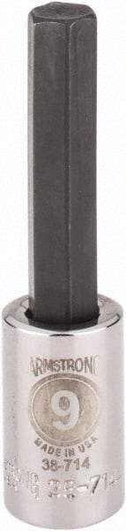 Armstrong - 3/8" Drive, 9mm Hex Bit Socket - 2-1/4" OAL, 1-9/16" Bit Length - Eagle Tool & Supply