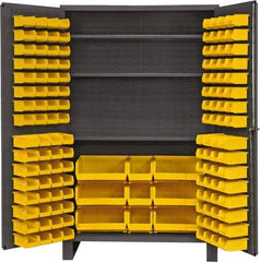 Durham - 3 Shelf 137 Bin Storage Cabinet - Steel, 48" Wide x 24" Deep x 78" High, Gray - Eagle Tool & Supply