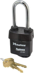 Master Lock - 2-1/2" Shackle Clearance, Keyed Alike Pro Series Solid Steel Padlock - 5/16" Shackle Diam, Laminated Steel - Eagle Tool & Supply