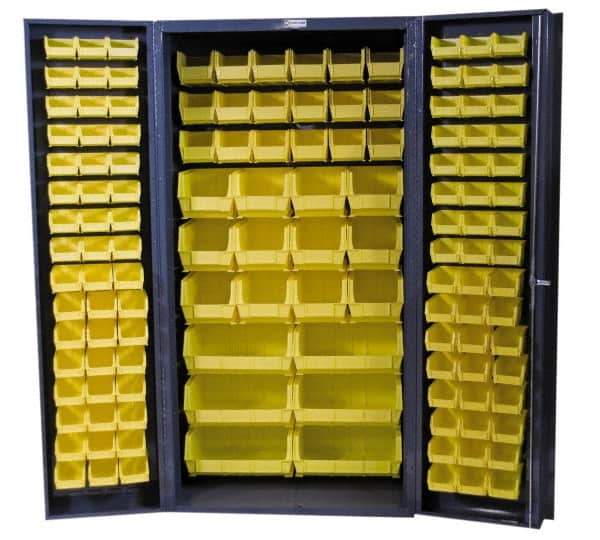 Durham - 132 Bin Storage Cabinet - Steel, 36" Wide x 24" Deep x 72" High, Gray - Eagle Tool & Supply
