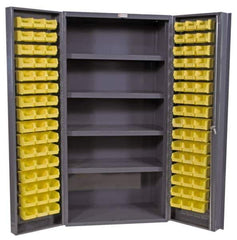 Durham - 4 Shelf 96 Bin Storage Cabinet - Steel, 36" Wide x 24" Deep x 72" High, Gray - Eagle Tool & Supply
