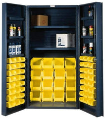 Durham - 8 Shelf 64 Bin Storage Cabinet - Steel, 36" Wide x 24" Deep x 72" High, Gray - Eagle Tool & Supply