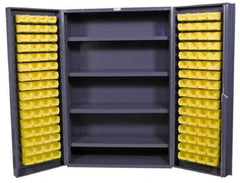 Durham - 4 Shelf 128 Bin Storage Cabinet - Steel, 48" Wide x 24" Deep x 72" High, Gray - Eagle Tool & Supply