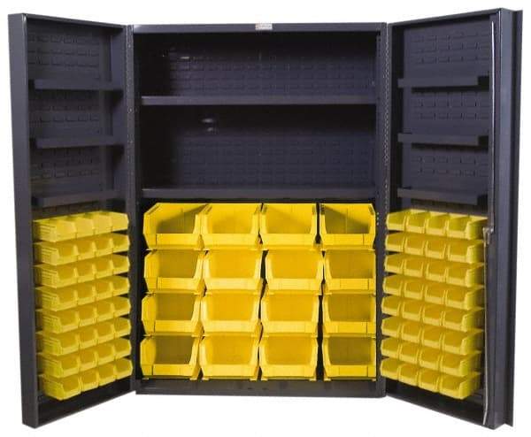 Durham - 8 Shelf 84 Bin Storage Cabinet - Steel, 48" Wide x 24" Deep x 72" High, Gray - Eagle Tool & Supply