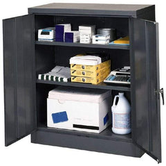 Edsal - 2 Shelf Locking Storage Cabinet - Steel, 36" Wide x 18" Deep x 42" High, Black - Eagle Tool & Supply