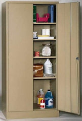 Edsal - 4 Shelf Combination Storage Cabinet - Steel, 36" Wide x 24" Deep x 72" High, Tan - Eagle Tool & Supply