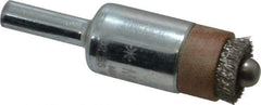 Anderson - 1/2" Brush Diam, Crimped, End Brush - 1/4" Diam Shank, 1/4" Pilot Diam, 20,000 Max RPM - Eagle Tool & Supply