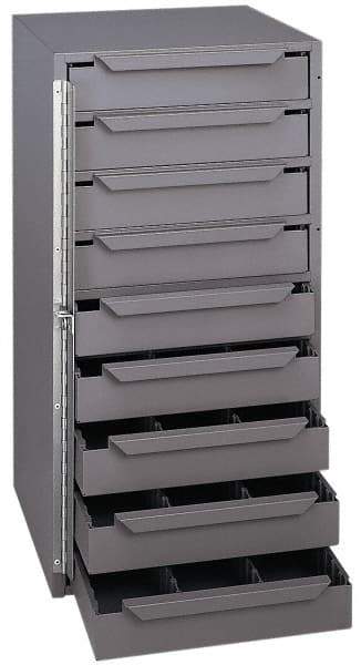 Durham - 9 Drawer, Adjustable Compartment, Small Parts Lockable Storage Cabinet - 12-1/8" Deep x 12-5/8" Wide x 24-1/2" High - Eagle Tool & Supply