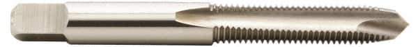 Hertel - M7x1.00 Metric Coarse, 2 Flute, Bright Finish, High Speed Steel Spiral Point Tap - Plug Chamfer, Right Hand Thread, 2-23/32" OAL, 1-1/8" Thread Length, 0.318" Shank Diam - Exact Industrial Supply