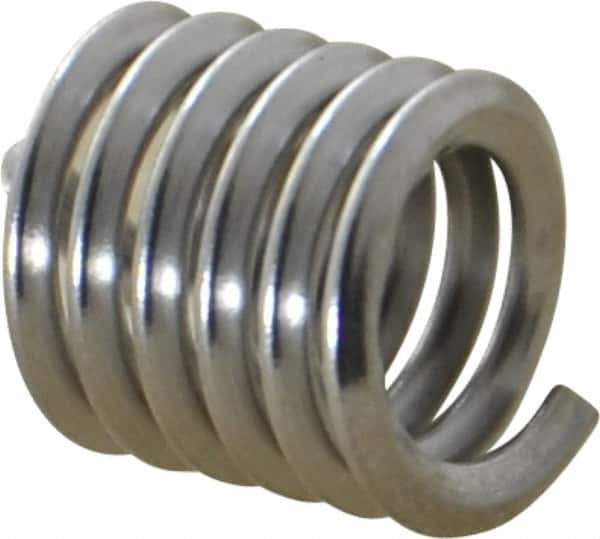 Heli-Coil - 1/4-20 UNC, 3/8" OAL, Free Running Helical Insert - 5-3/4 Free Coils, Tanged, Stainless Steel, Bright Finish, 1-1/2D Insert Length - Eagle Tool & Supply