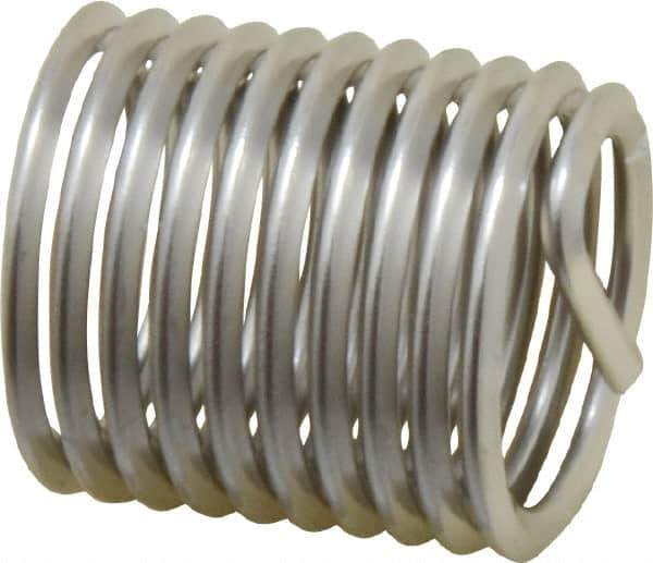 Heli-Coil - 1-8 UNC, 1-1/2" OAL, Free Running Helical Insert - 10-1/8 Free Coils, Tanged, Stainless Steel, Bright Finish, 1-1/2D Insert Length - Eagle Tool & Supply