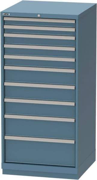 LISTA - 10 Drawer, Tool Crib Storage Cabinet - Steel, 28-1/4" Wide x 28-1/2" Deep x 59-1/2" High, Blue - Eagle Tool & Supply