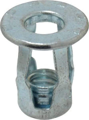 RivetKing - 1/4-20 UNC Thread, Clear Zinc Plated, Steel, Screwdriver Installed Rivet Nut - 1/64 to 0.075" Grip, 5/8" Flange Diam, 0.718" Long - Eagle Tool & Supply