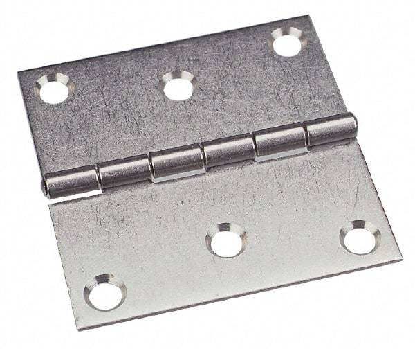 Made in USA - 2" Long x 2" Wide x 0.078" Thick, 302/304 Stainless Steel Commercial Hinge - 4 Holes, 0.187" Pin Diam - Eagle Tool & Supply
