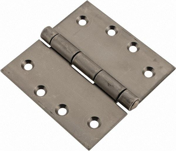 Made in USA - 4" Long x 4" Wide x 1/8" Thick, 302/304 Stainless Steel Commercial Hinge - 8 Holes, 0.25" Pin Diam - Eagle Tool & Supply