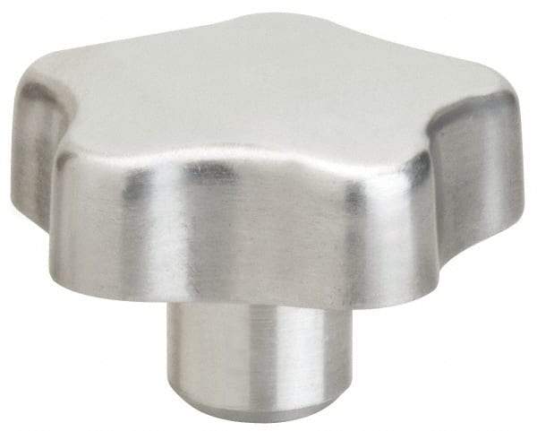 J.W. Winco - 60mm Head Diam, 5 Point Lobed Knob - 12mm Hole, Aluminum - Eagle Tool & Supply