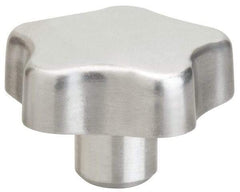 J.W. Winco - 60mm Head Diam, 5 Point Lobed Knob - 12mm Hole, Aluminum - Eagle Tool & Supply