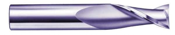 SGS - 3/4", 1-1/2" LOC, 3/4" Shank Diam, 4" OAL, 2 Flute, Solid Carbide Square End Mill - Single End, Uncoated, Spiral Flute, 30° Helix, Centercutting, Right Hand Cut, Right Hand Flute, Series 52 - Eagle Tool & Supply