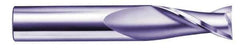 SGS - 3/4", 1-1/2" LOC, 3/4" Shank Diam, 4" OAL, 2 Flute, Solid Carbide Square End Mill - Single End, Uncoated, Spiral Flute, 30° Helix, Centercutting, Right Hand Cut, Right Hand Flute, Series 52 - Eagle Tool & Supply