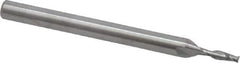 SGS - 1/16", 3/16" LOC, 1/8" Shank Diam, 1-1/2" OAL, 2 Flute, Solid Carbide Square End Mill - Single End, Uncoated, Spiral Flute, 30° Helix, Centercutting, Right Hand Cut, Right Hand Flute, Series 52 - Eagle Tool & Supply