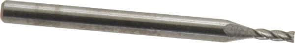 SGS - 1/16", 3/16" LOC, 1/8" Shank Diam, 1-1/2" OAL, 4 Flute, Solid Carbide Square End Mill - Single End, Uncoated, Spiral Flute, 30° Helix, Centercutting, Right Hand Cut, Right Hand Flute, Series 54 - Eagle Tool & Supply