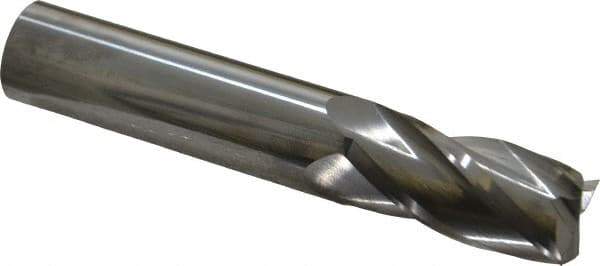 SGS - 5/8", 1-1/4" LOC, 5/8" Shank Diam, 3-1/2" OAL, 4 Flute, Solid Carbide Square End Mill - Single End, Uncoated, Spiral Flute, 30° Helix, Centercutting, Right Hand Cut, Right Hand Flute, Series 54 - Eagle Tool & Supply