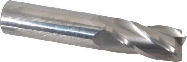 SGS - 3/4", 1-1/2" LOC, 3/4" Shank Diam, 4" OAL, 4 Flute, Solid Carbide Square End Mill - Single End, Uncoated, Spiral Flute, 30° Helix, Centercutting, Right Hand Cut, Right Hand Flute, Series 54 - Eagle Tool & Supply