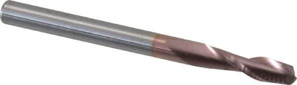 SGS - 1/8", 7/16" LOC, 1/8" Shank Diam, 1-1/2" OAL, 2 Flute, Solid Carbide Square End Mill - Single End, TiCN Finish, Spiral Flute, 30° Helix, Centercutting, Right Hand Cut, Right Hand Flute, Series 52 - Eagle Tool & Supply