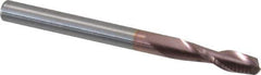 SGS - 1/8", 7/16" LOC, 1/8" Shank Diam, 1-1/2" OAL, 2 Flute, Solid Carbide Square End Mill - Single End, TiCN Finish, Spiral Flute, 30° Helix, Centercutting, Right Hand Cut, Right Hand Flute, Series 52 - Eagle Tool & Supply